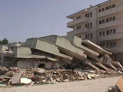 collapsed building